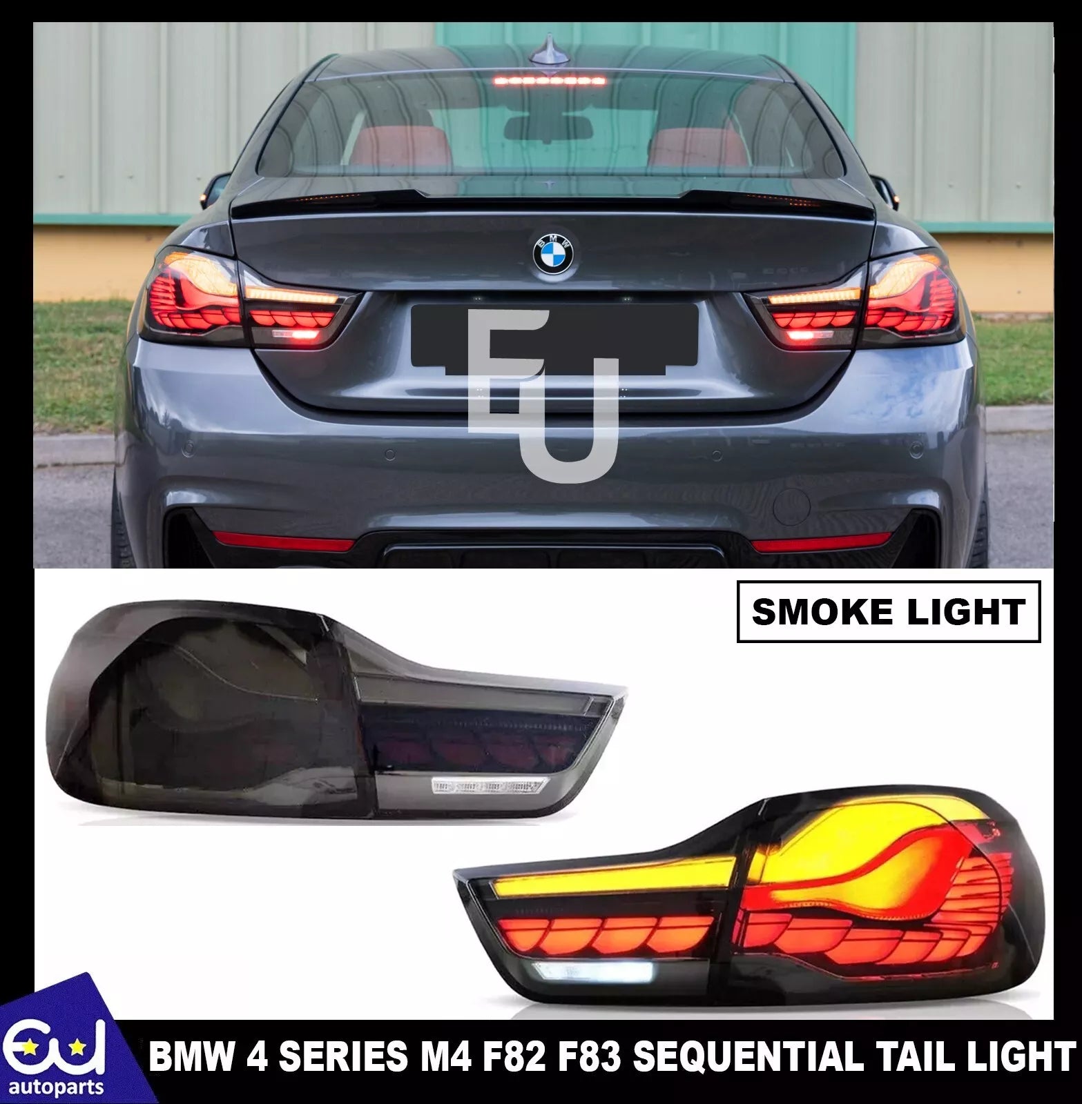 2X SMOKED LED TAIL LIGHTS LAMPS FOR BMW 4 SERIES & M4 F82 F83 F32 F33 F36 14-20